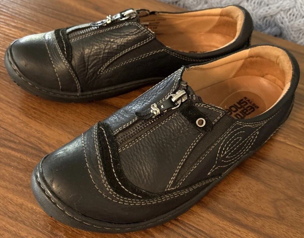 EUC Earth Origin Shoes Women’s Size 7.5 Black Leather Slip On Loafer Comfort